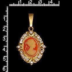 Colgante camafeo 11305, carneol, cristal, oro.